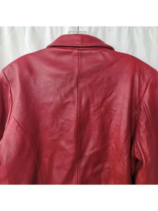 Bernardo Collection Women's Red Leather Blazer Jacket Size XL NWT - Picture 5 of 11